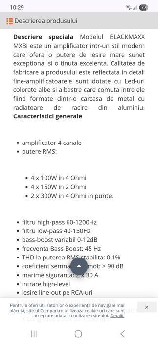 SUPEROFERTA 350 lei Amplificator Crunch Blackmaxx mxb 4150i alpine kic