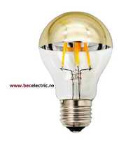 Bec LED A60 geam jumatate auriu 7W lumina calda alba