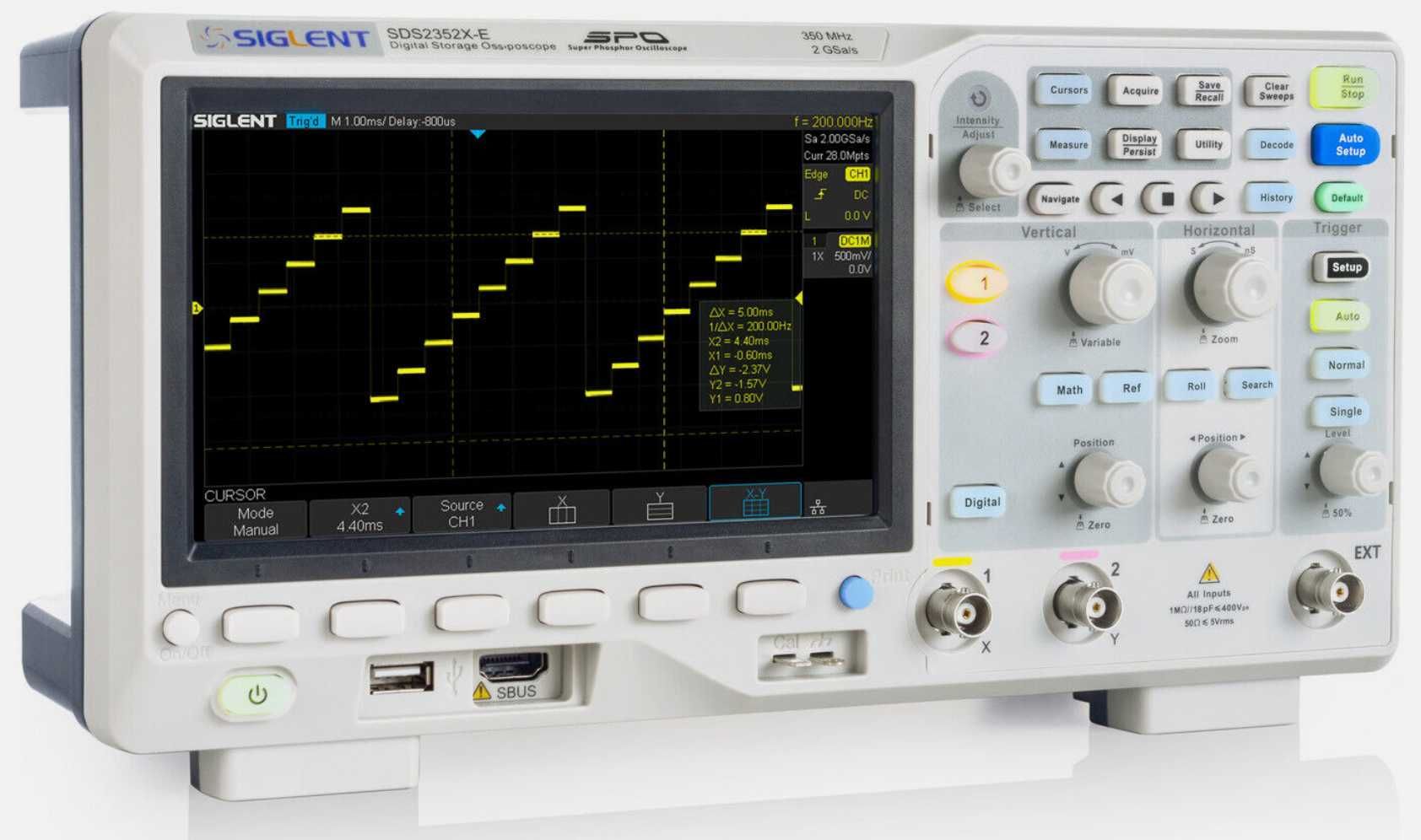 Oscilloscope Siglent 2202X-E, 2x200MHz, 2GS/s, 28MPts, 7" Display