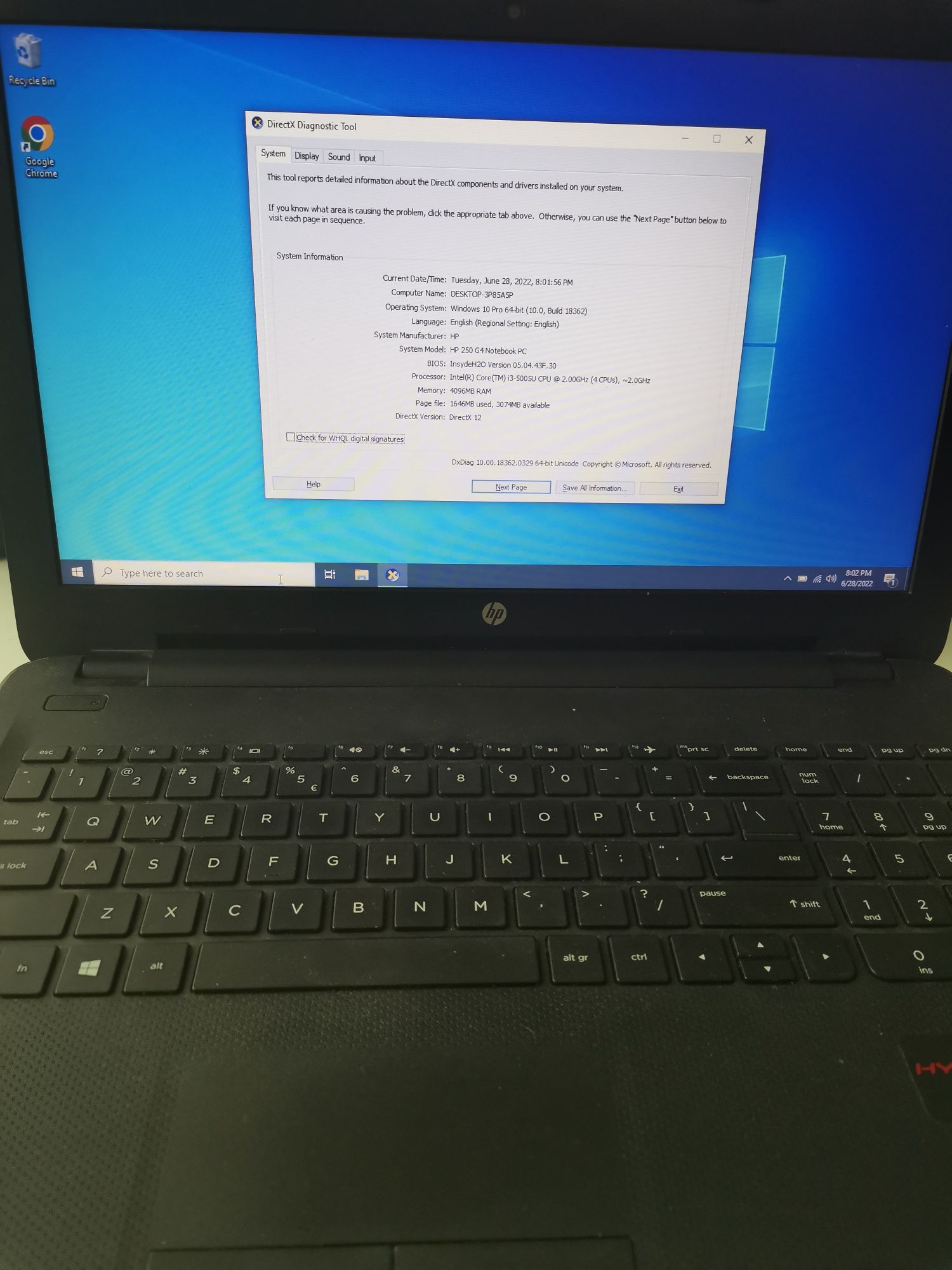 Notebook HP250 G4 i3