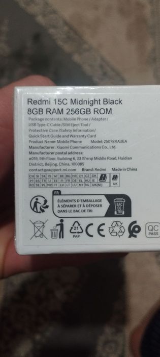 Redmi 15 c yengi upakovka ochilmagan 8 256 rangi qora