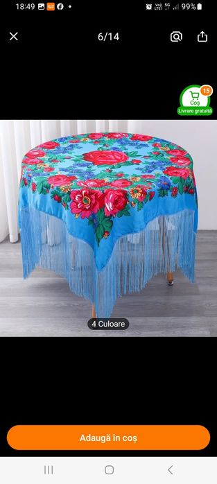 Batic / sal etno 107x107 cm cu franjuri