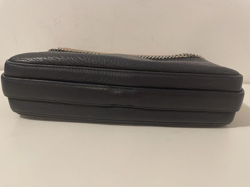 Geanta din piele Yvy Bags, 29x19x7 cm, bleumarin-bej