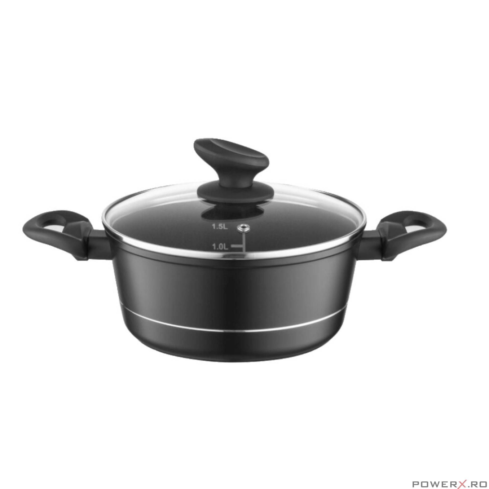 Oala din aluminiu forjat, cu capac, 22cm, 3L, invelis antiaderent si