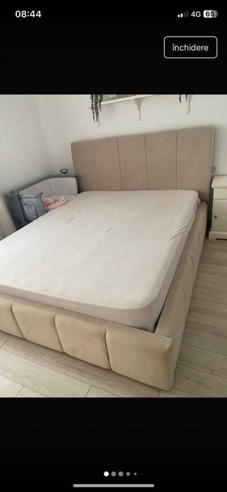 Pat matrimonial tapitat 160x200, calitate, saltea inclusa.