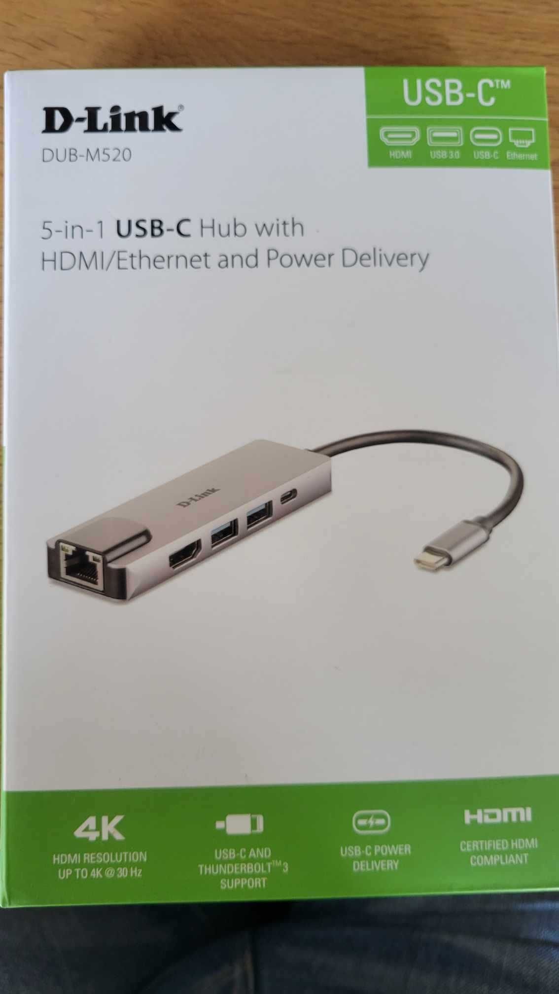 D-Link DUB-M520 докинг станция Жичен Thunderbolt 3 Алуминий, Черен