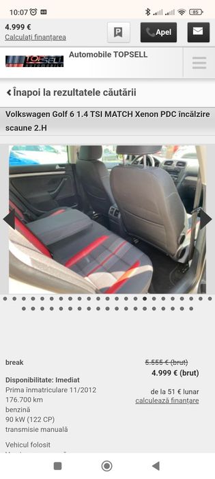 Golf 6,model mach,an fabricație 2012