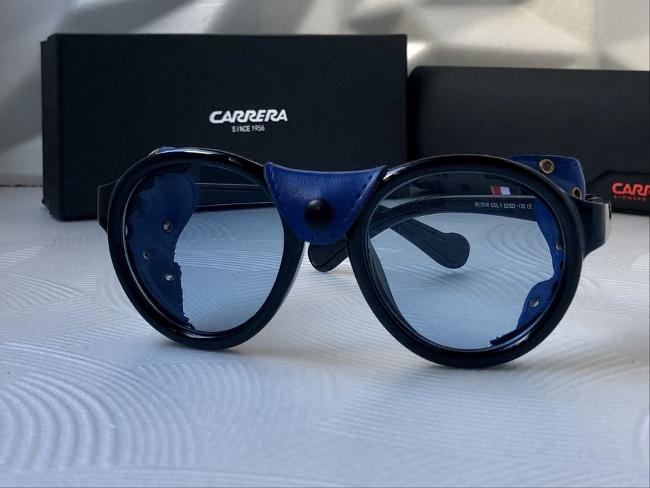 Мъжки слънчеви очила с кожа кръгли carrera 2 цвята черни сини