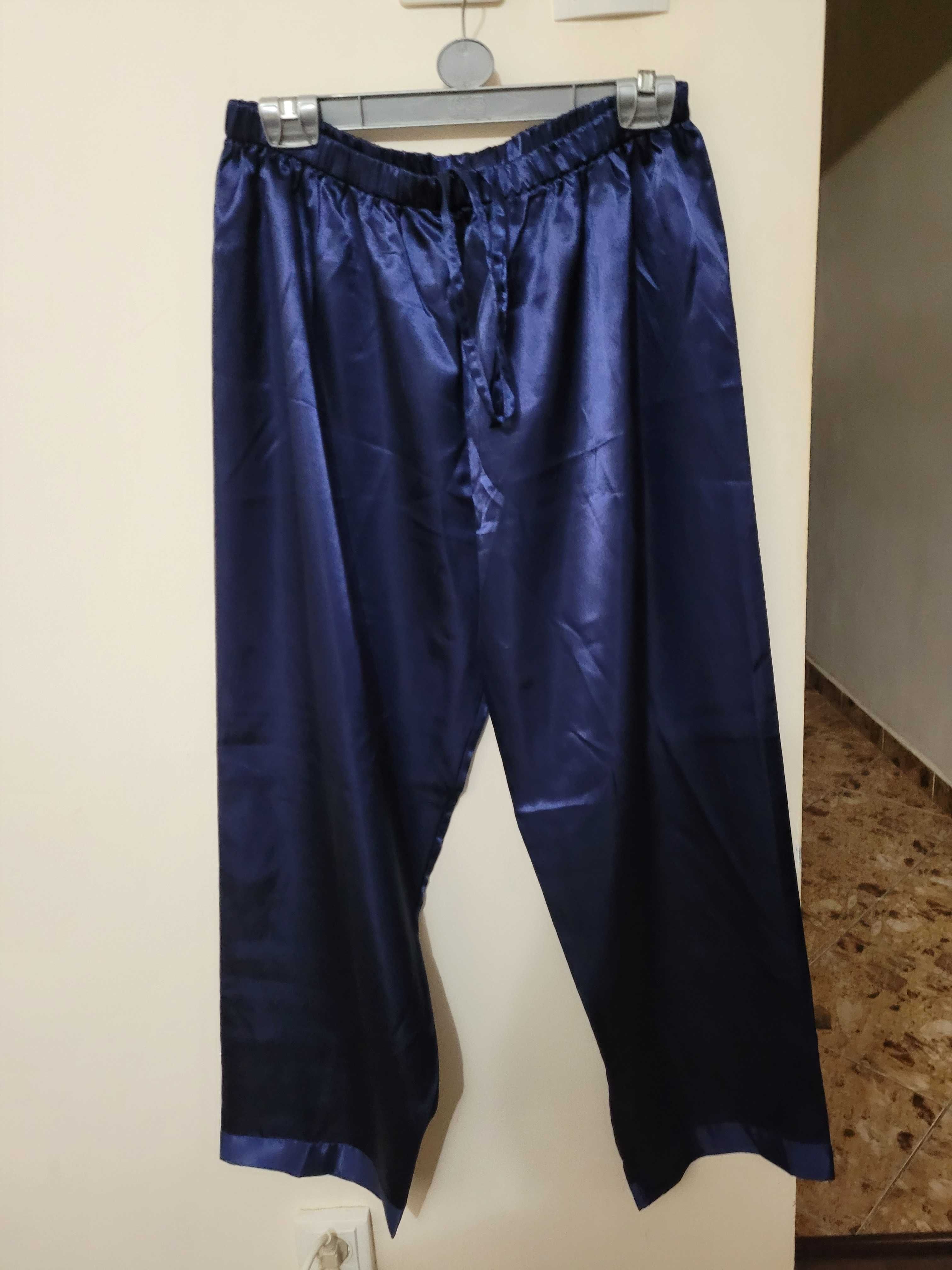 Pantaloni de pijama din satin, bleumarin, marime XXL, noi