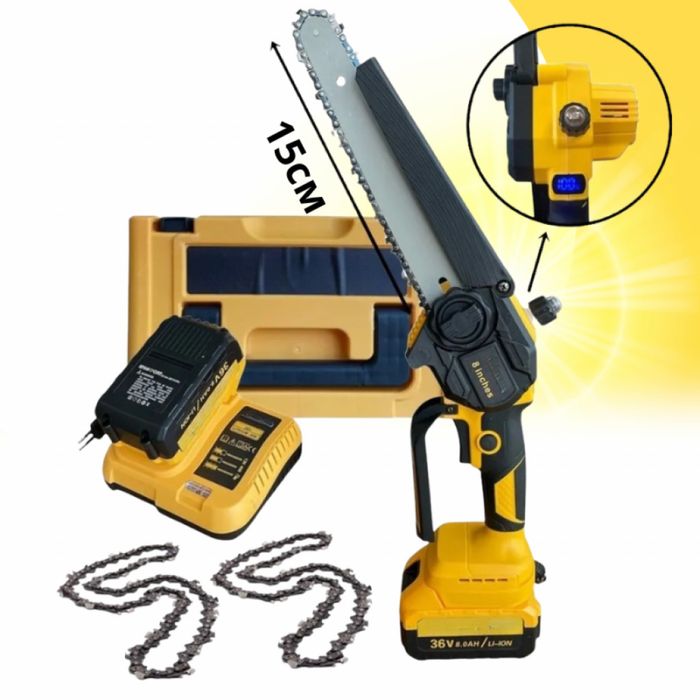 Акумулаторна резачка 36V 8Ah с шина 15см,2 вериги и автоматично смазва