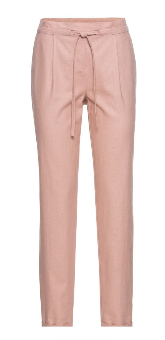 Pantaloni din in,roz pudra eleganti,comozi,L