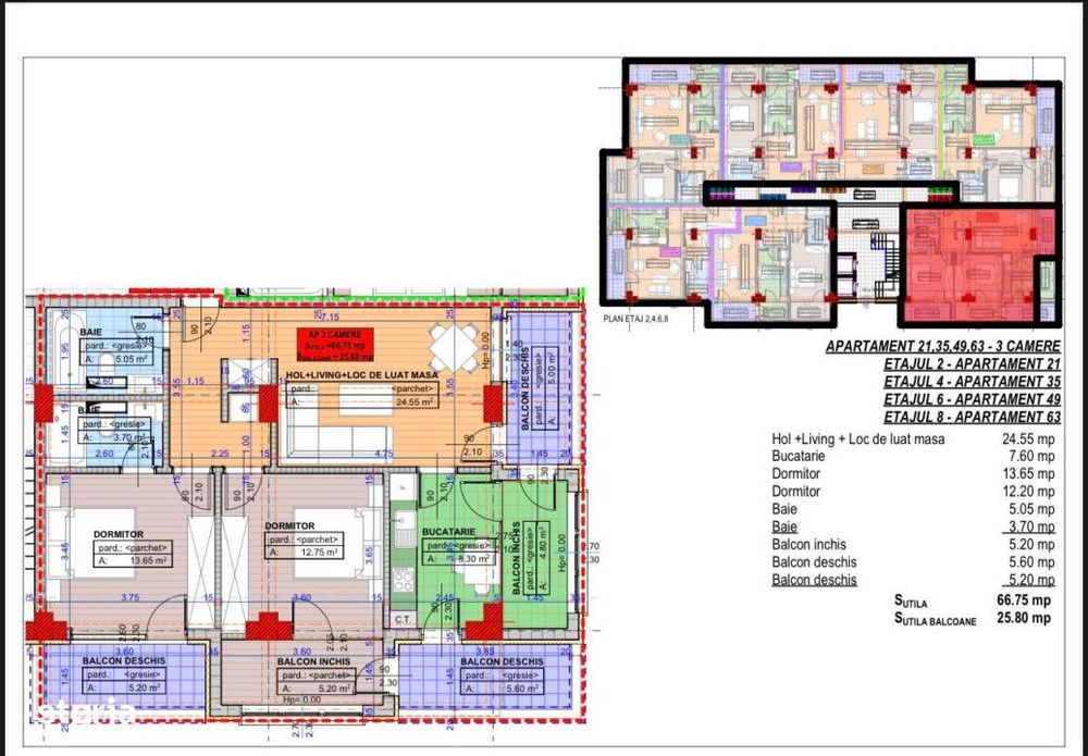Apartament, 3camere, decomandat, 93.75mp, cartier Cornitoiu, zona Lice