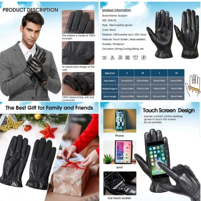 Mănuși Noi din piele naturală îmblănite, toamnă - iarnă, nr. 7 sau S/M