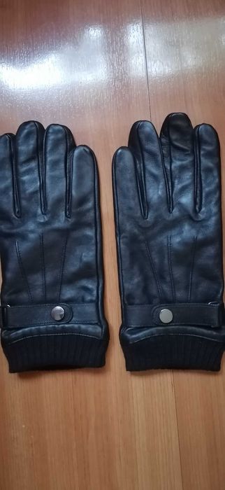 Manusi negre de piele pentru barbati, marimea 10