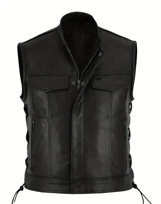 Vesta moto piele naturala SM Concho Snur, cu reglaje, M, L, XL, 2XL