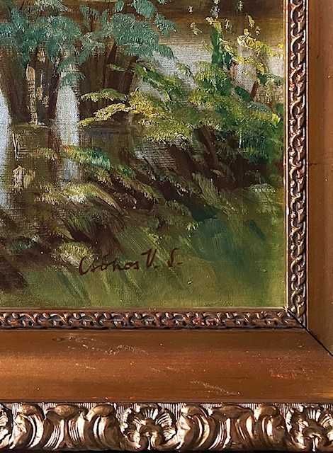 SUPERB -Tablou VECHI, ulei pe panza, MARE, 80x60cm+Rama, semnat