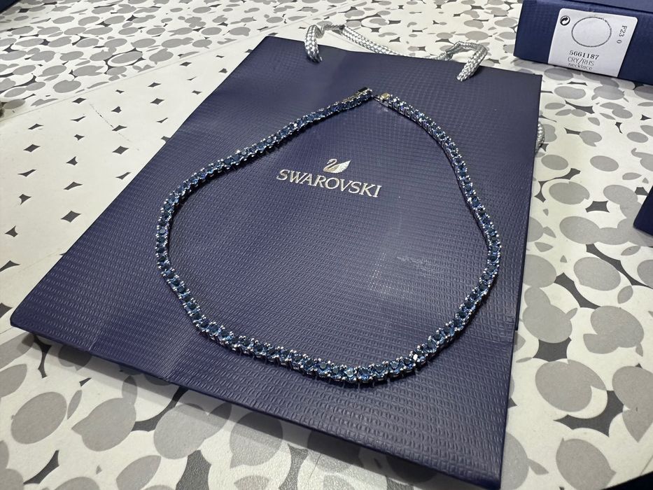 Colier Swarovski matrix tennis albastru nou