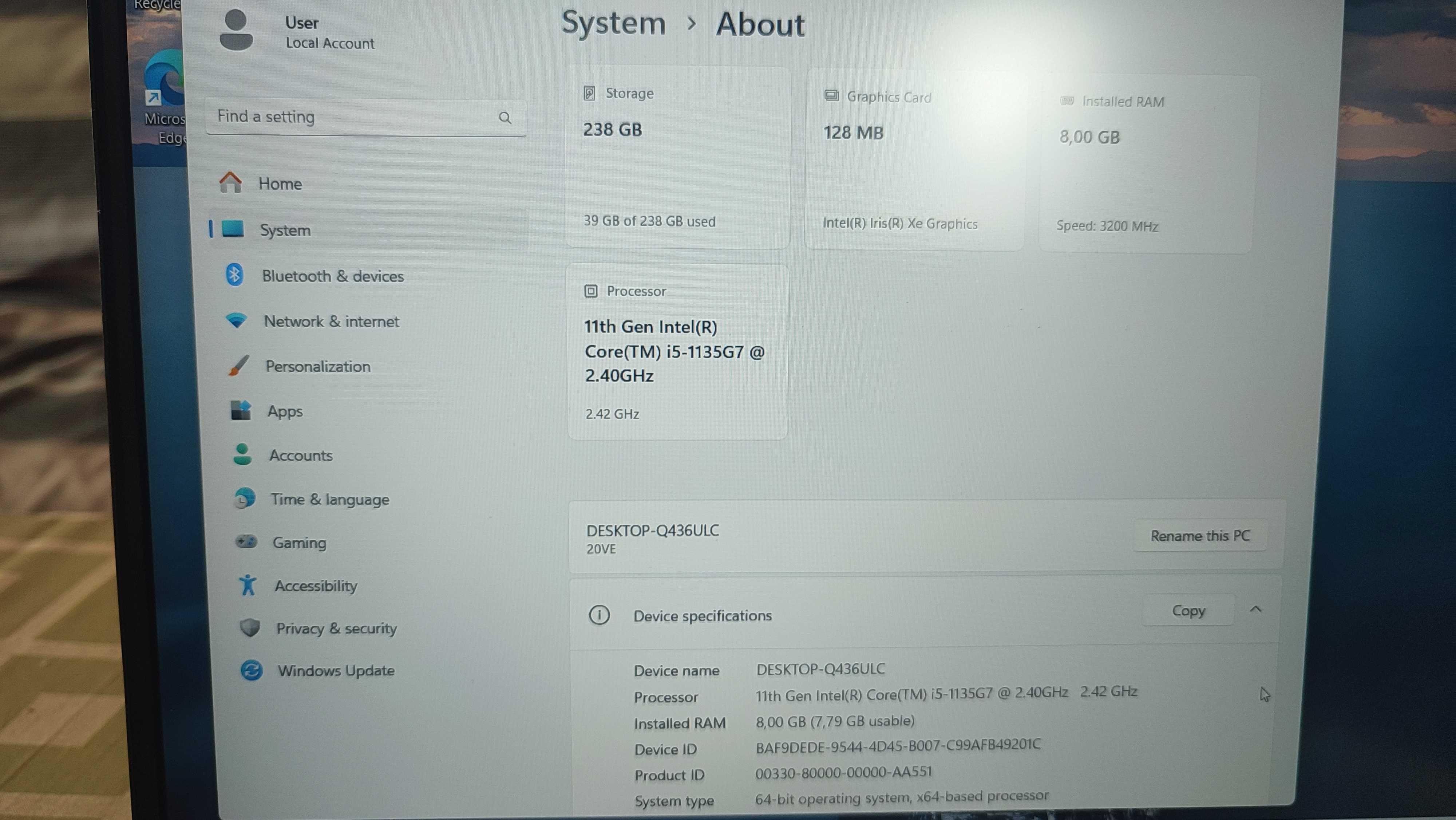 Lenovo Thinkbook 15 G2 ITL,Intel i5, 11 Gen. 8GB RAM/256 GB NVME SSD