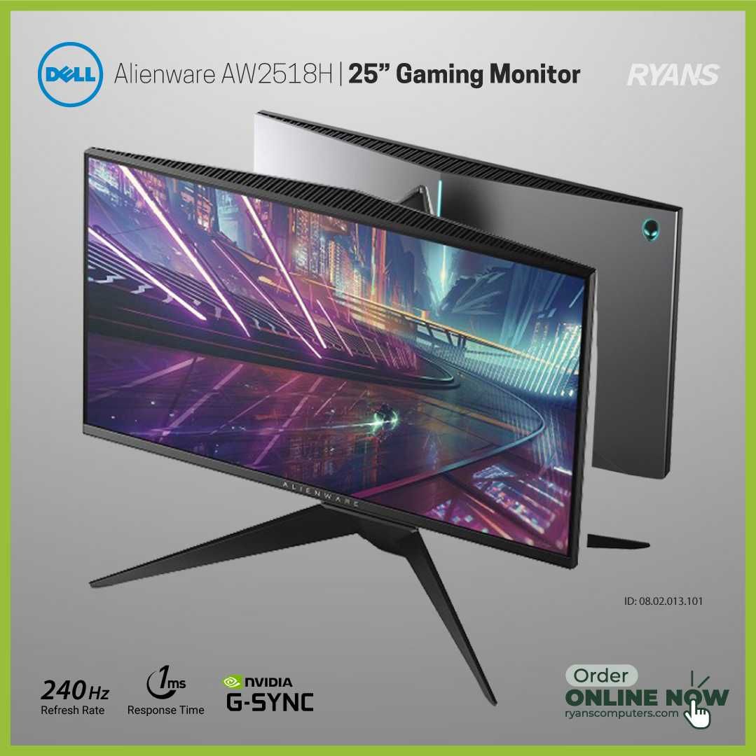 Monitor Gaming Dell Alienware, 240 HZ Full HD, 1 ms G-sync RGB