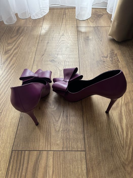 Pantofi 40 Stiletto din piele cu funda