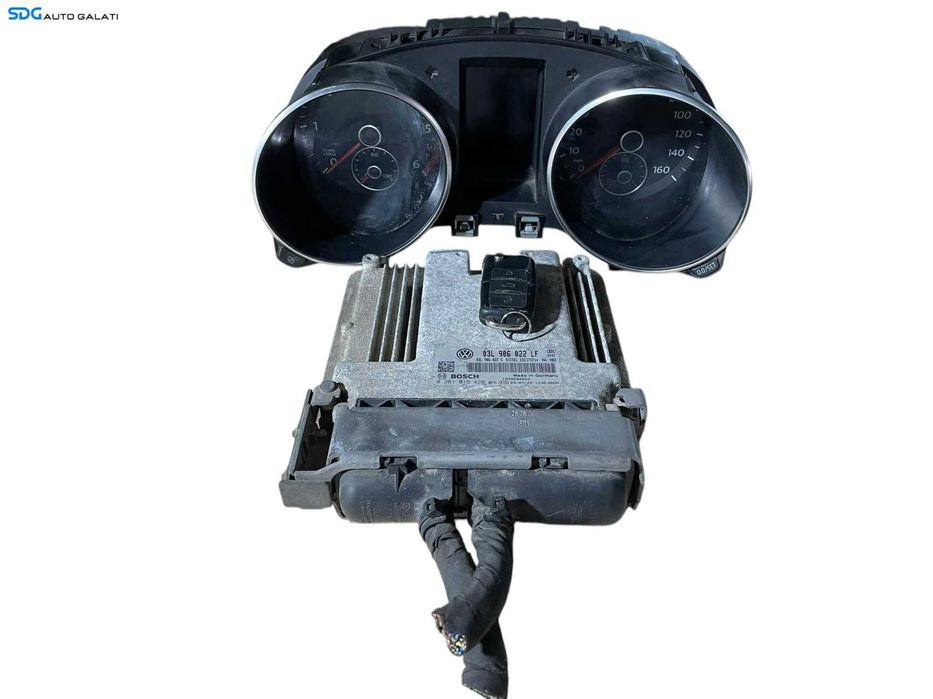 Kit Pornire ECU Calculator Motor Bosch Ceas Ceasuri Bord Cheie Cheie CIP Imobilizator Volkswagen Golf 6 2.0 TDI CBD CBDC 2008 - 2013 Cod 03L906022LF 0281015420 [LR0464] [LR0465]