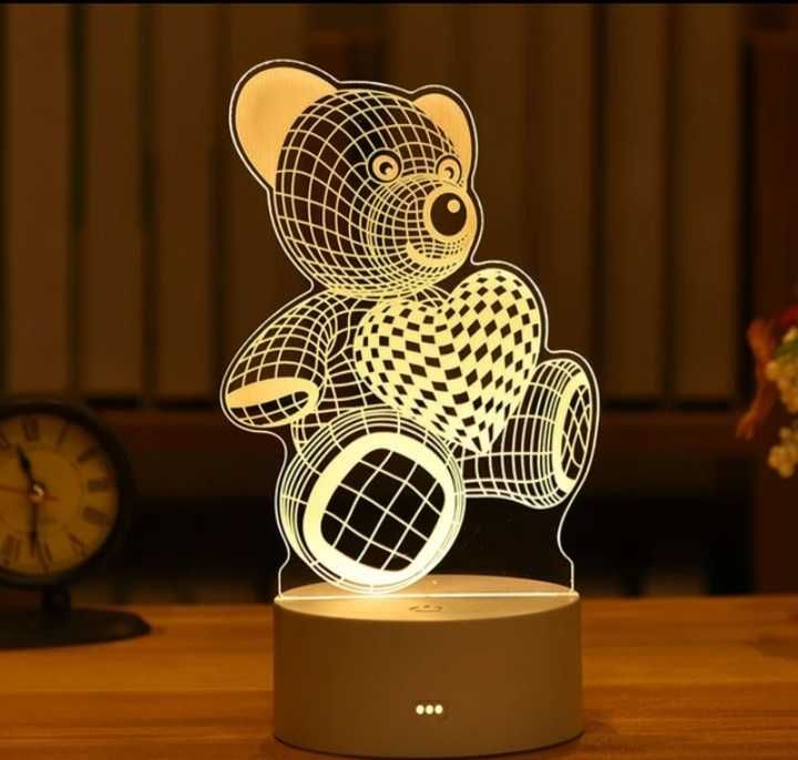 Нощна лампа ! Уникална 3D холограмна LED лампа