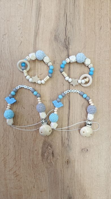 Персонализиран бебешки дървен клипс за залъгалка