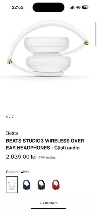 Casti beats studio 3 wireless albe originale