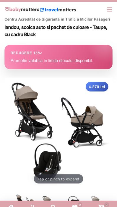 Carucior 3 in 1 YOYO2 cu landou si scoica Babyzen BeSafe