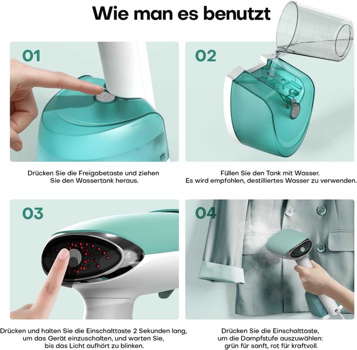 Garment Steamer вертикална ютия 1500W, 365 мл, 2 режима на пара