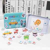 Joc magnetic cu litere si cifre pentru copii, 74 piese, 30 cartonase