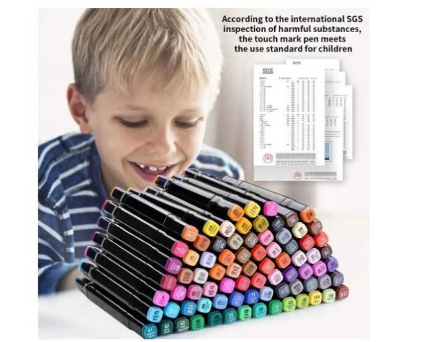 Комплект от маркери с алкохолна основа с две страни и калъф