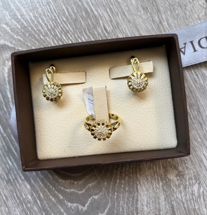 Комплект украшений серебро в желтом золоте