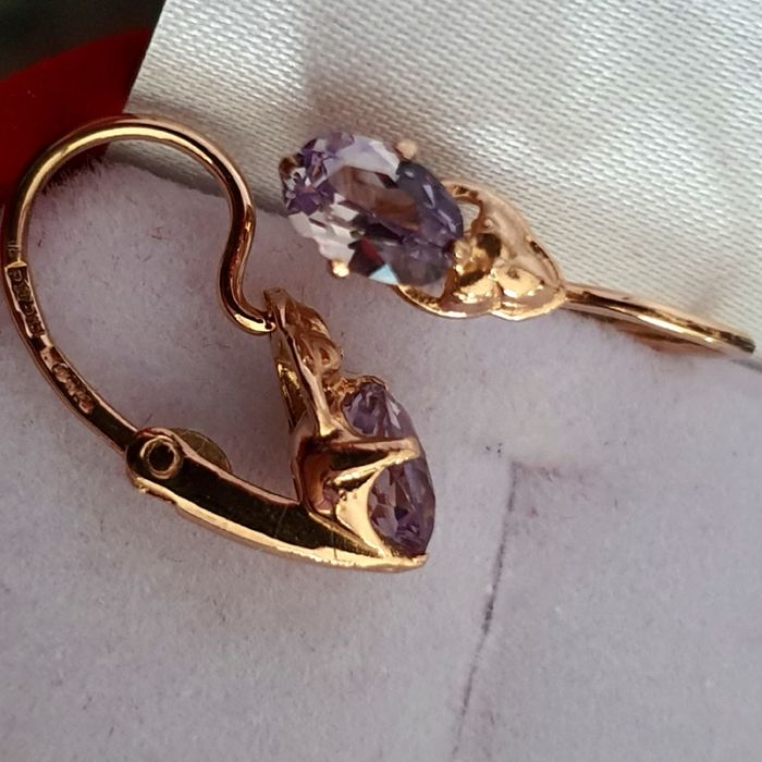 Cercei Rusesti Aur 14K Cu Alexandrite Ovale