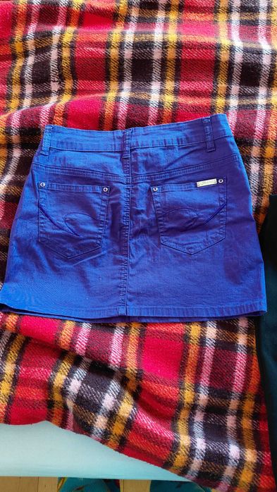 дамска пола, лилава, дънкова, памук и еластан, 10лв