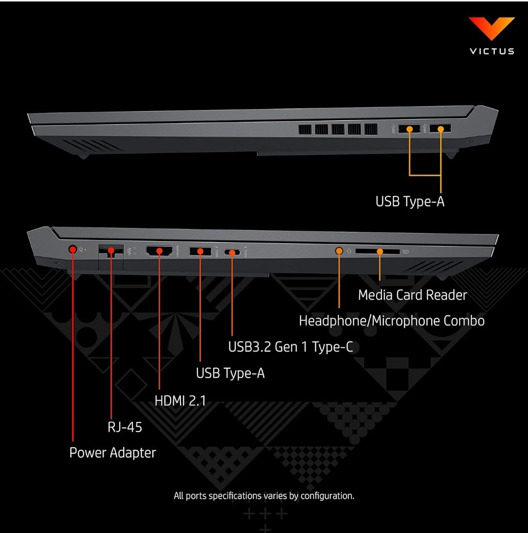 Лаптоп HP Victus 16, с AMD Ryzen 5 6600H, 32 GB DDR5, 2TB SSD, RTX