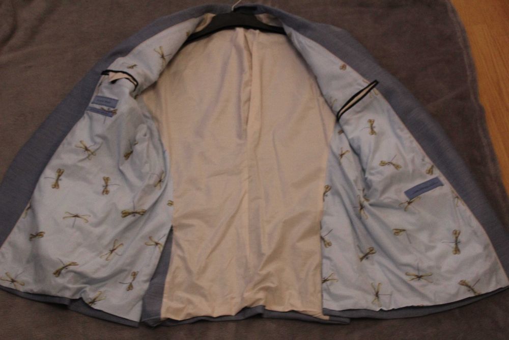 sacou zara man blazer original, culoare azur, aproape nou.