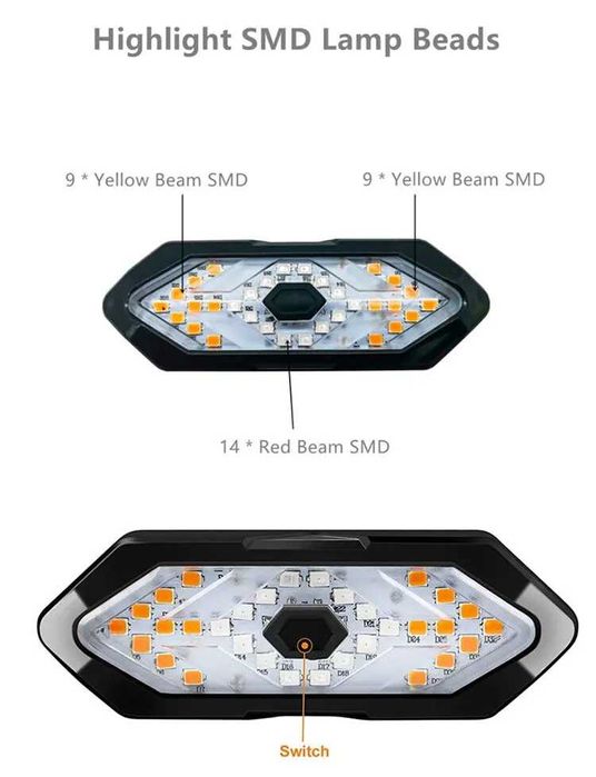 Vand stop bicicleta cu leduri si semnalizare, difuzor sirenă de 120 DB