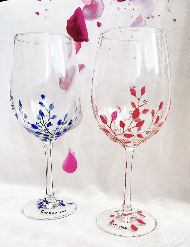 Рисувани чаши за червено вино “Есенно желание”