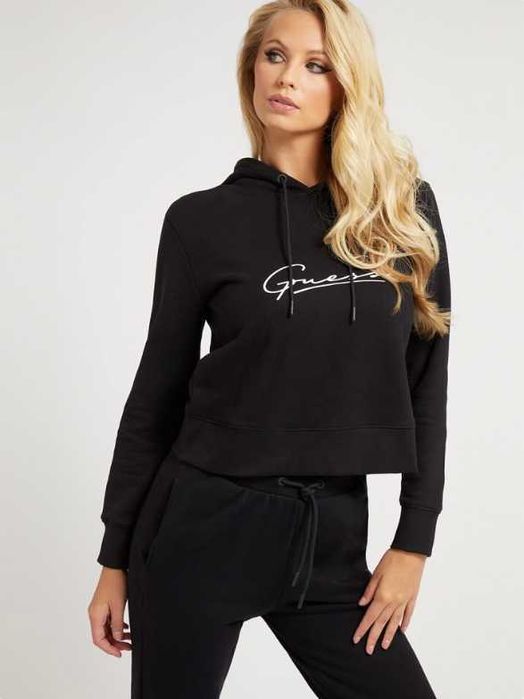 ПРОМО GUESS XS/S/M-Оригинален черен дамски сутчър с качулка