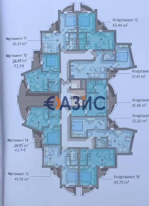 Продава се Двустаен апартамент в к.к. Слънчев бряг - 43 кв.м за 1415 €/кв.м - Снимка #4