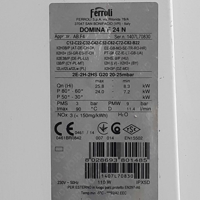 Piese de schimb centrala FERROLI DOMINA F 24 N.