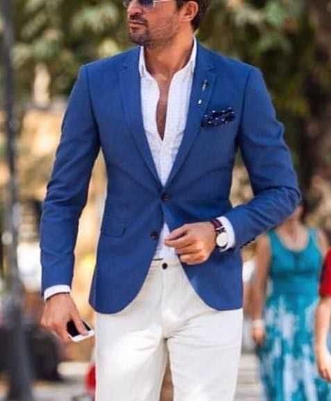 Sacou blazer slim 46 S premium Cinque NOU lana respirabila bleu ciel