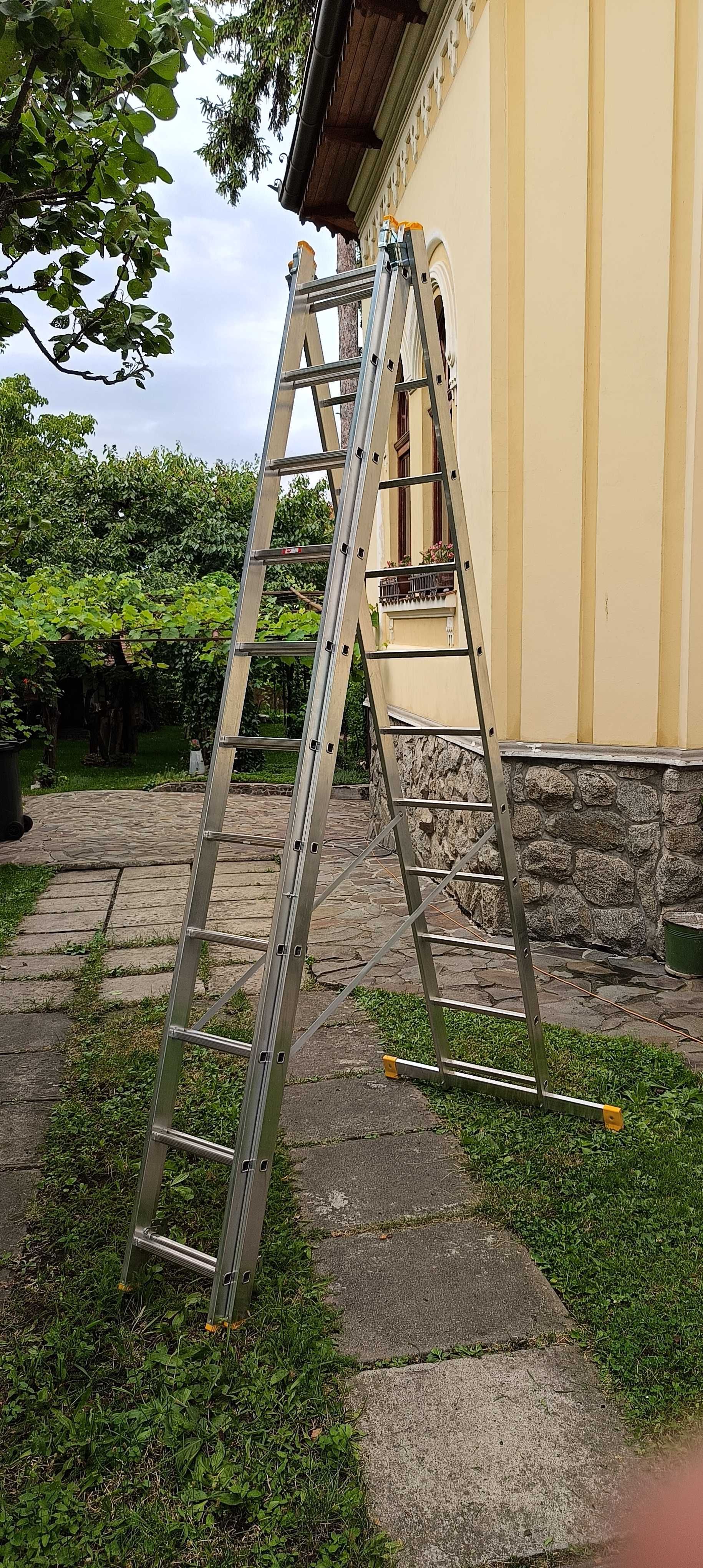 Scara aluminiu extensibila 3x11 trepte lungime tronson 3 m