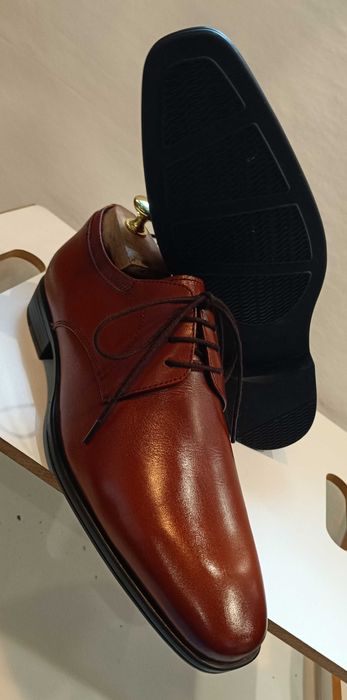 Pantofi derby 41 plain toe premium Whild Rhino NOI piele naturala moal