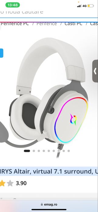 Casti AQIRYS Altair, virtual 7.1 surround, USB, Alb