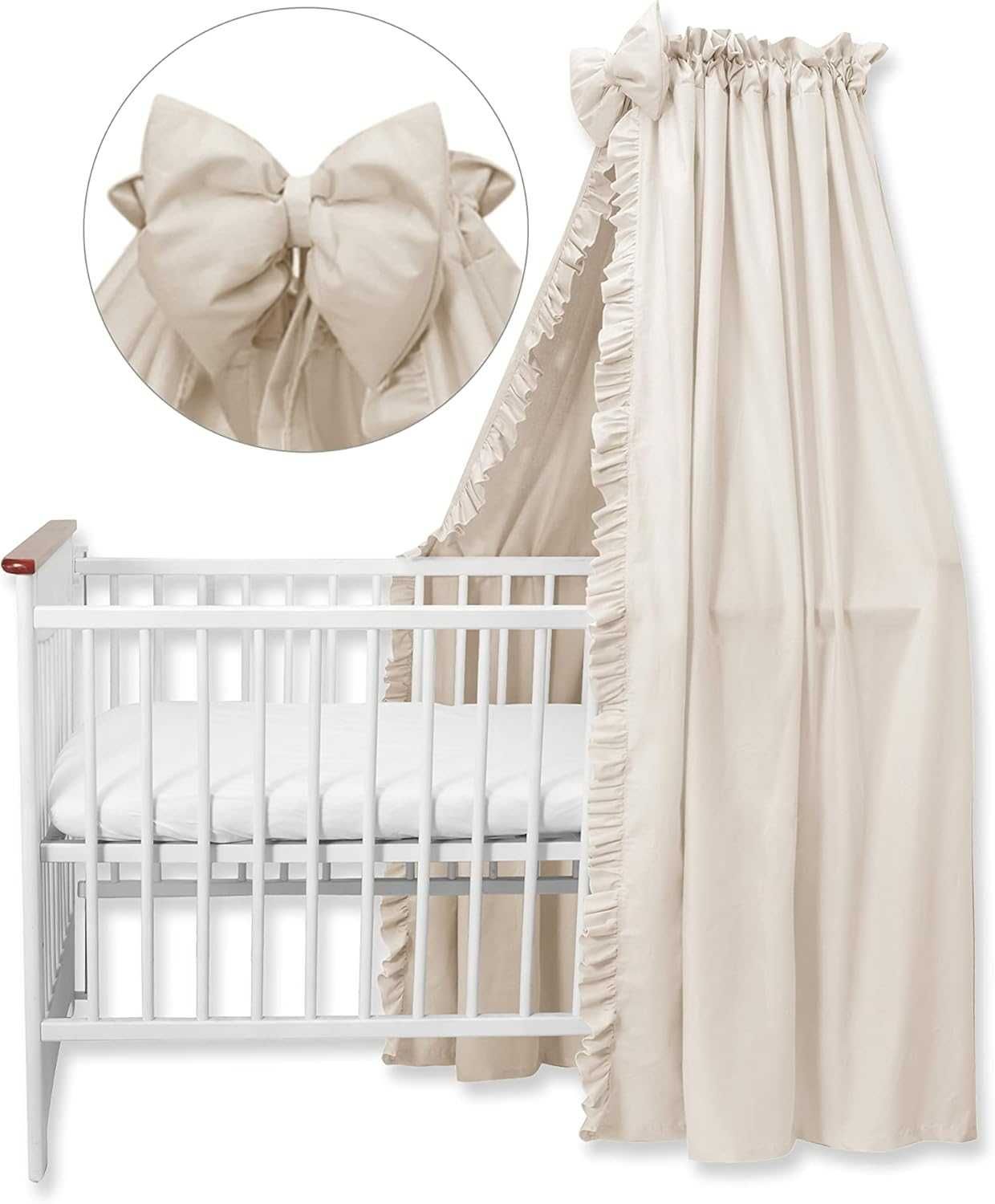 Baldachin bebe copii bebelusi, bej 240 x 165, bumbac, nou.