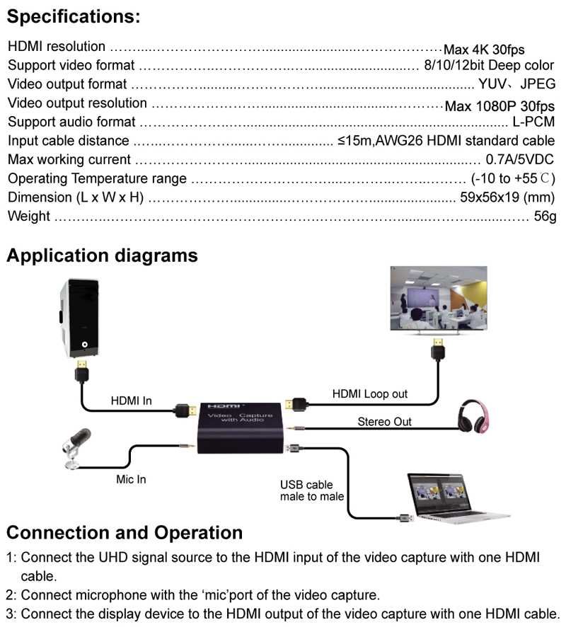 Карта видеозахвата HD1080p HDMI к USB3.0