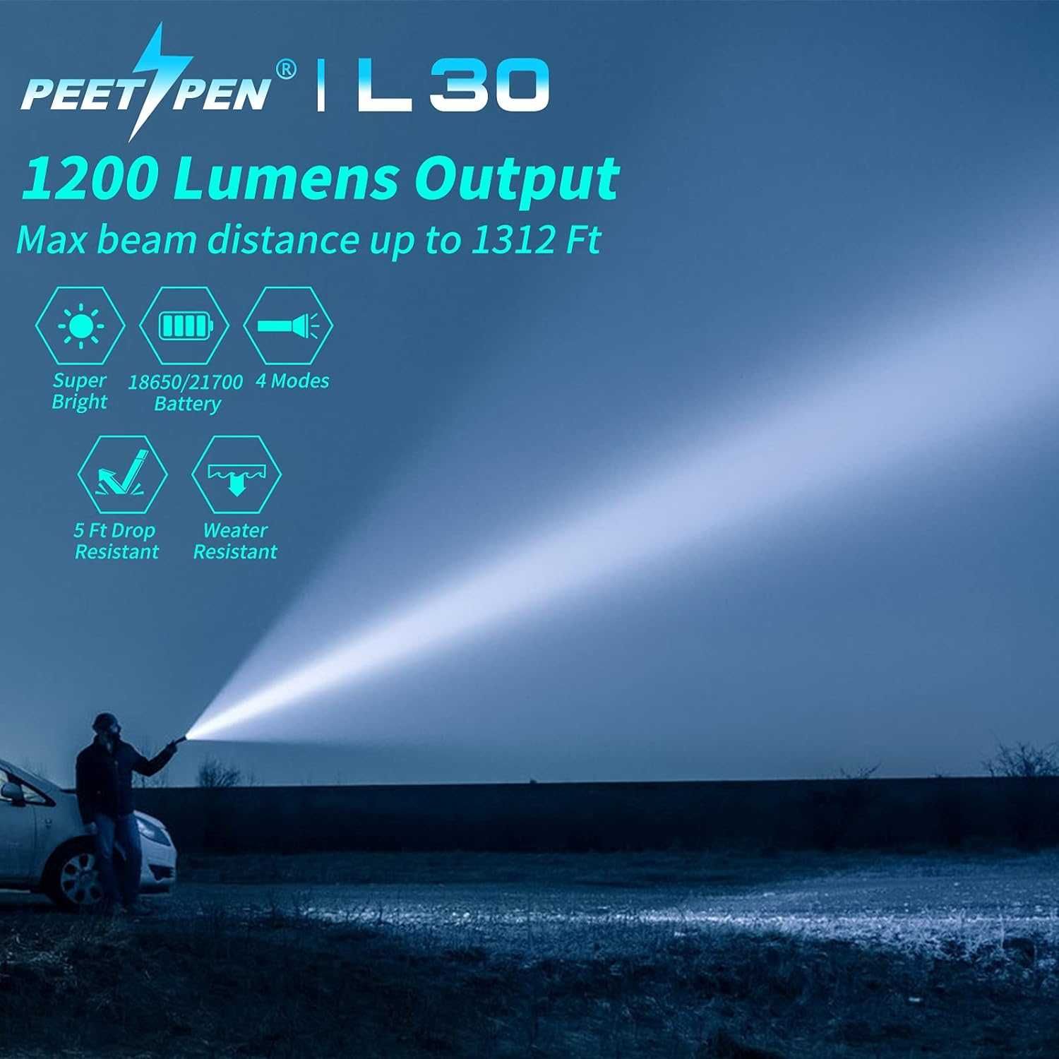 Lanterna reincarcabila PEETPEN L30 - 1200 lumeni