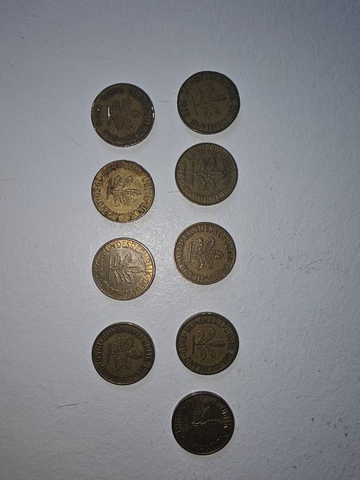 Colecție 9 monede 10 Pfennig Germania (1949-1981) - G,J,D,F - rarități